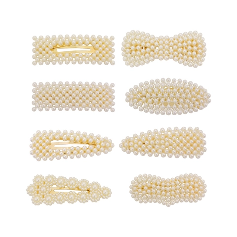 Eleganti Fermagli per Capelli Geometrici con Perle Sintetiche per Donna Vintage Francese Clip BB in Lega Accessori per Capelli