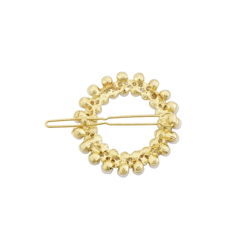 Elegante Fermaglio Per Capelli Rotondo In Lega Dorata Con Künstliche Perle Sintetiche E Strass Forcina A Becco D'Anatra Per Matrimonio Donna