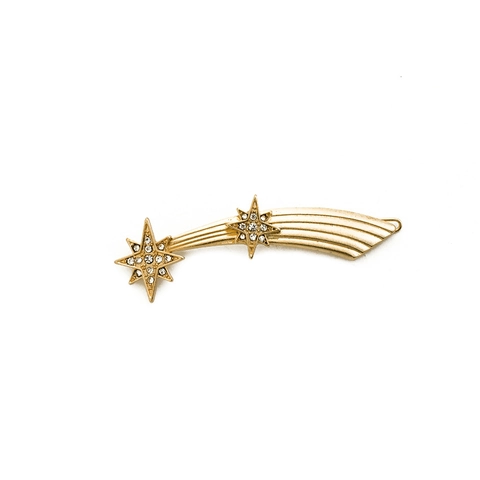 Barrette en Alliage avec Strass Forme Étoile Météore Lignes Courbes Or Argent Design Ciel Étoilé Accessoires Cheveux Femme Mode