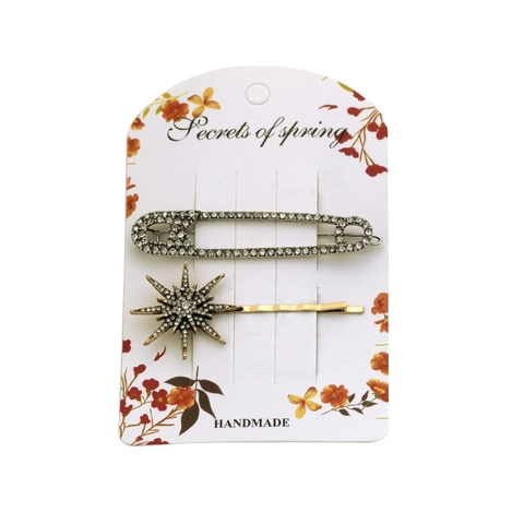 Vintage Legierung Strass Haarklammern Für Damen Mode Gold Silber Mond Stern Blume Schleife Haarnadeln Dekorativer Kopfschmuck