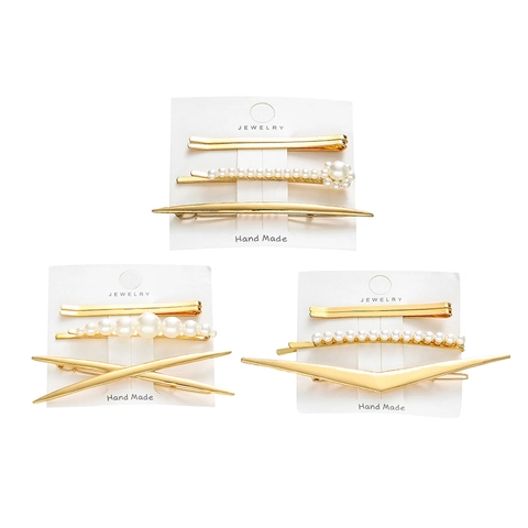Set Fermagli per Capelli in Lega con Perle Artificiali per Donna Oro Geometrici Minimalisti Accessori per Capelli Eleganti