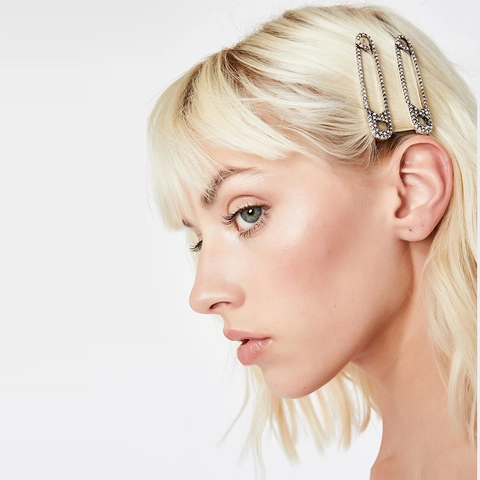 Vintage Zinklegering Veiligheidsspeld Haarklem Voor Vrouwen Luxe Strass Ingelegde Zijclip Franse Stijl Mode Haaraccessoires