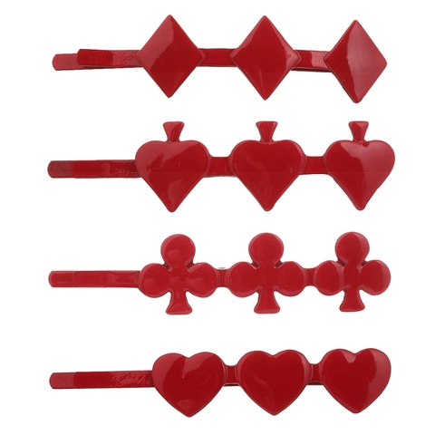 Vintage Poker Suit Alloy Lacquered Hair Clip Spade Heart Club Diamond Geometric Metal Bobby Pin For Women Daily Hair Accessories