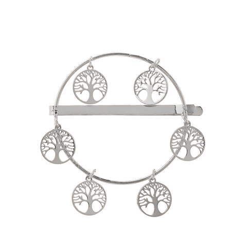 Pinza para el Cabello de Aleación Bohemio Círculo Hueco Árbol de la Vida Oro Plata Galvanizado con Colgantes Mujer