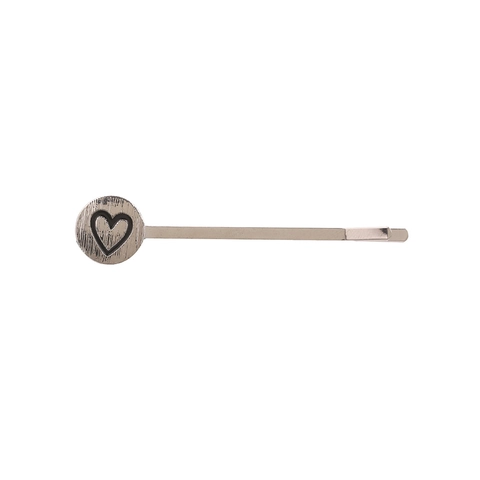 Vintage Brushed Zinc Alloy Red Heart Bobby Pin Fashion Minimalist Gold Silver Metal Hair Clip Hair Accessories For Women