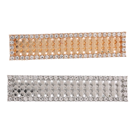 Fermaglio per Capelli Minimalista in Metallo Rettangolare Geometrico Con Strass Elegante Fermaglio a Becco d'Anatra Donna