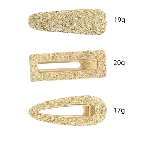 European Vintage Gold Metal Relief Floral Geometric Hair Clips For Women Duckbill Side Bangs Fashion Hair Accessories