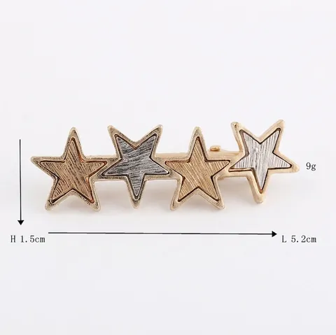 Pinza para el Cabello de Metal con Cuatro Estrellas Vintage Minimalista Dorado Plateado Color Mixto Joyería para Mujer