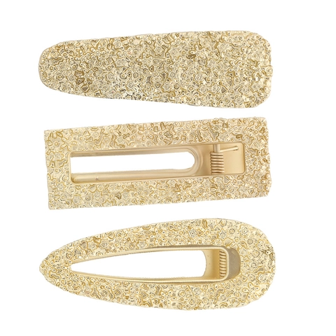 European Vintage Gold Metal Relief Floral Geometric Hair Clips For Women Duckbill Side Bangs Fashion Hair Accessories