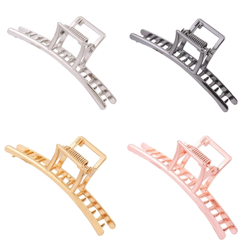 Dames Metalen Haarklem Groot Legering Geometrisch Opengewerkt Haarkaart Antislip Bad Haar Jaw Clip Mode Haaraccessoires