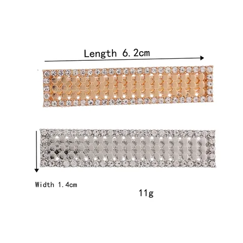 Fermaglio per Capelli Minimalista in Metallo Rettangolare Geometrico Con Strass Elegante Fermaglio a Becco d'Anatra Donna