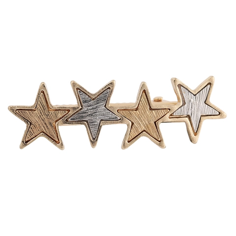 Pinza para el Cabello de Metal con Cuatro Estrellas Vintage Minimalista Dorado Plateado Color Mixto Joyería para Mujer