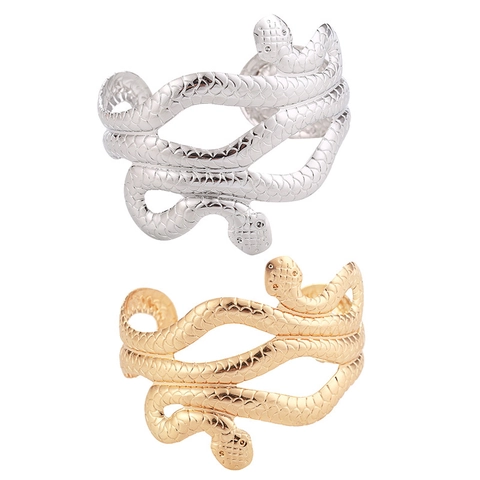 Punk Statement Slang Bovenarmband Open Verstelbaar Legering Slang Arm Cuff Goud Zilver Verguld Boho Sieraden Dames