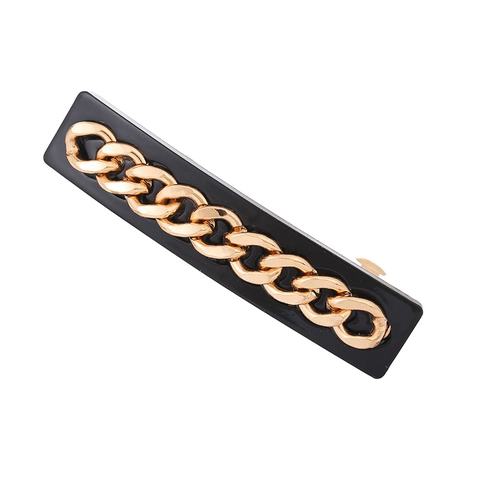 Vintage Zinklegierung Geometrische Ketten Haarspangen Minimalistisch Schwarz Gold Metall Federclips Haarschmuck Für Damen Styling