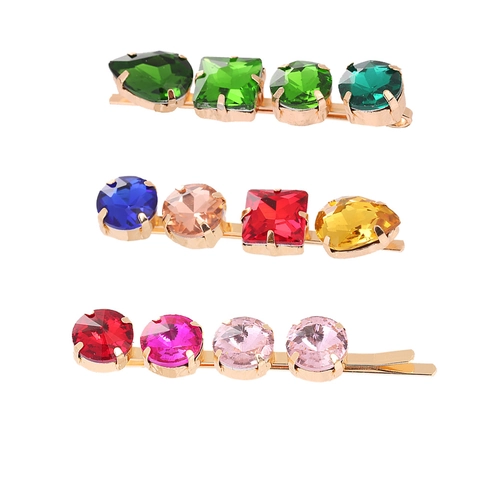 Geometrische Legering Strass Haarspelden Kleurrijke Kristal Schuifspeldjes Verguld Haarspangen Bruiloft Feest Accessoires Vrouwen