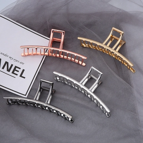 Pinza de Pelo de Metal de Aleación Minimalista para Mujer Clip de Pelo Geométrico Hueco Galvanizado Oro Plata Accesorios