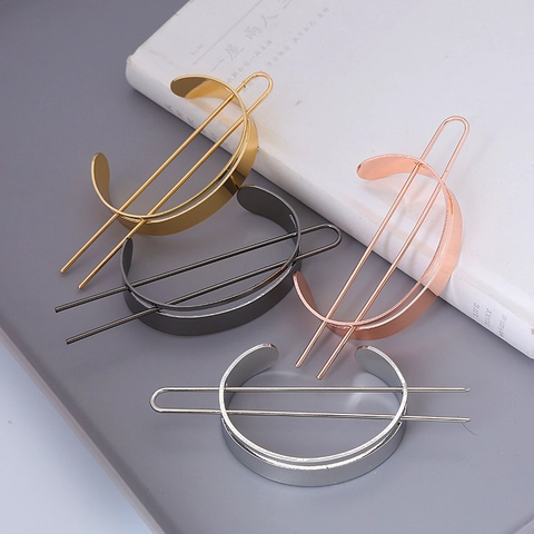 Fermaglio Per Capelli Minimalista In Lega Per Donna Gabbia Per Capelli Geometrica Superficie Liscia Bastoncino Per Capelli