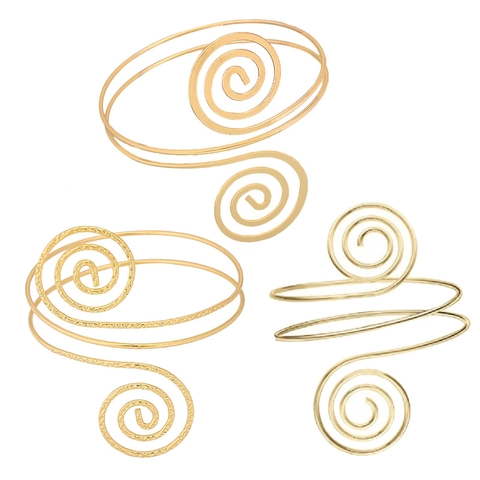 Minimalist Alloy Spiral Armlet For Women Adjustable Geometric Upper Arm Cuff Bracelet Bohemian Hammered Texture Metal Jewelry Gift