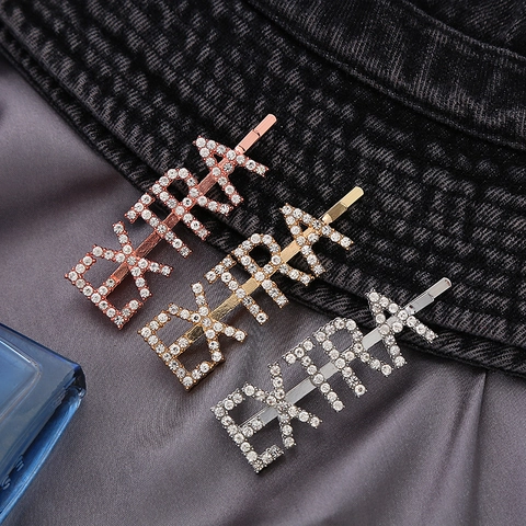 Fermaglio per Capelli con Lettera EXTRA Strass per Donna in Lega di Metallo Cristallo Forcina Oro Argento Oro Rosa Gioielli per Capelli