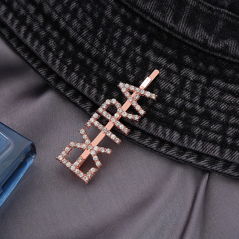 Fermaglio per Capelli con Lettera EXTRA Strass per Donna in Lega di Metallo Cristallo Forcina Oro Argento Oro Rosa Gioielli per Capelli