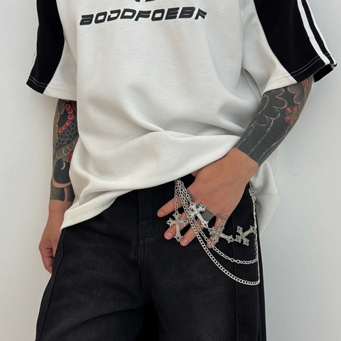 Cadena de Pantalón de Aleación Multicapa Hip Hop para Hombre Colgantes de Cruz Gótica Street Style Cadena de Cintura para Jeans