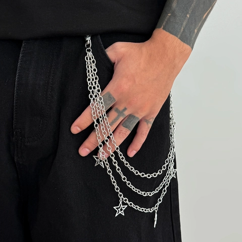 Catena per Pantaloni Hip Hop Multistrato con Pentagramma da Uomo Catena in Vita a Stella Punk Gioielli Streetwear Accessori Jeans