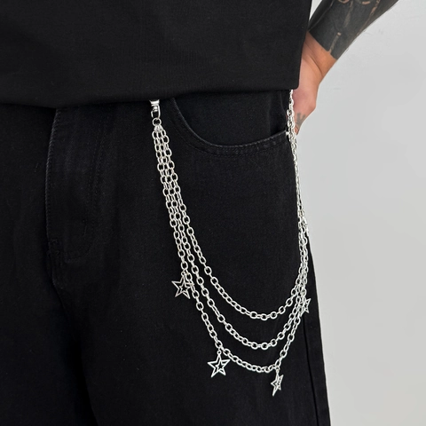 Catena per Pantaloni Hip Hop Multistrato con Pentagramma da Uomo Catena in Vita a Stella Punk Gioielli Streetwear Accessori Jeans