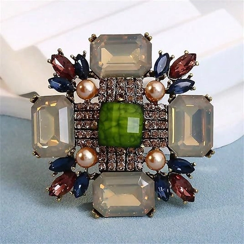 Spilla in Lega Barocca Vintage con Pietre Gemme Sintetiche Colorate e Künstliche Perle Sintetiche per Donna Accessori di Lusso per Cappotti per Matrimonio