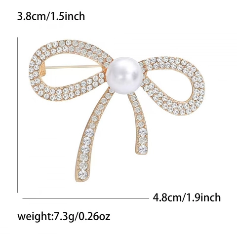 Elegante Legierung Strass Künstliche Perlenimitat Schleife Brosche Anstecknadel Für Damen Luxus Mode Bankett Hochzeit Schmuck Zubehör