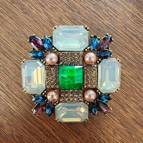 Spilla in Lega Barocca Vintage con Pietre Gemme Sintetiche Colorate e Künstliche Perle Sintetiche per Donna Accessori di Lusso per Cappotti per Matrimonio