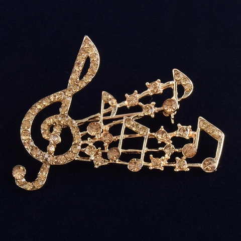 Elegante Spilla Nota Musicale Chiave di Violino in Lega Con Strass Intarsiati Spilla per Vestiti Moda Donna Gioielli