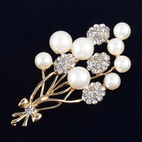 Elegante Spilla Bouquet in Lega con Perle Artificiali e Strass per Donna Spilla a Fiocco Moda Coreana Accessori Abbigliamento Gioielli