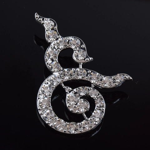 Silberton Legierung Strass Eingelegt Brosche Elegant Thailändische Nummer Neun Wirbel Design Gedenk Pin Für Damen Herren