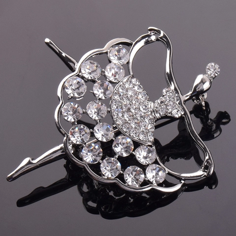 Elegante Broche de Bailarina de Ballet para Mujer Aleación de Grado Superior Strass Incrustado Joyería de Moda Accesorio de Ropa