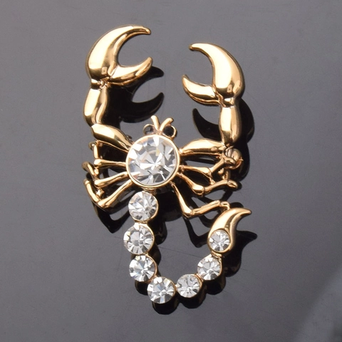 Spilla a Forma di Scorpione in Lega di Cristallo alla Moda Vintage Placcata Oro con Strass Spilla Animali per Gioielli da Donna