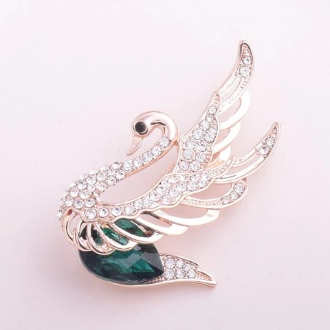 Elegante Spilla in Lega con Strass a Forma di Cigno e Libellula per Donna Oro Rosa Cristallo Animale Spilla per Abbigliamento