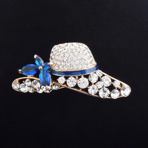 Spilla da Donna a Forma di Cappello e Fiore in Lega con Strass Vintage Elegante Spilla da Bavero in Cristallo Smalto Accessori per Abiti Gioielli Regalo