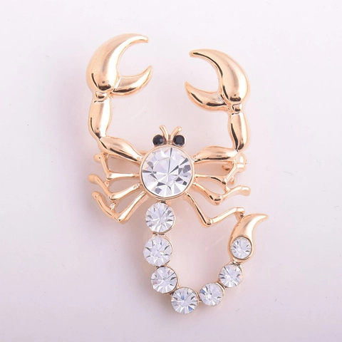 Spilla a Forma di Scorpione in Lega di Cristallo alla Moda Vintage Placcata Oro con Strass Spilla Animali per Gioielli da Donna