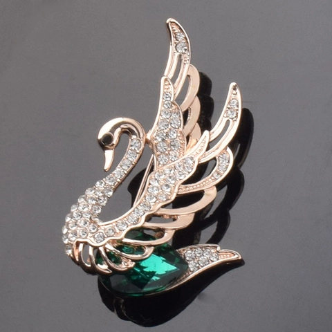 Elegante Spilla in Lega con Strass a Forma di Cigno e Libellula per Donna Oro Rosa Cristallo Animale Spilla per Abbigliamento