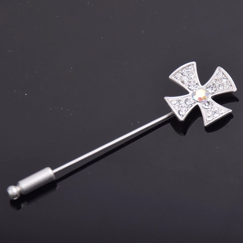 Vintage Alloy Rhinestone Brooch Pin For Men Women Cross Star Deer Design Crystal Inlaid Lapel Pin Wedding Banquet Jewelry