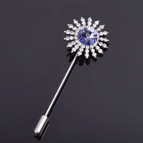 Spilla a Bastoncino in Lega in Stile Coreano Con Girasole di Strass Viola per Uomo Donna Spilla da Bavero per Abito Gioielli