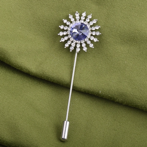 Spilla a Bastoncino in Lega in Stile Coreano Con Girasole di Strass Viola per Uomo Donna Spilla da Bavero per Abito Gioielli