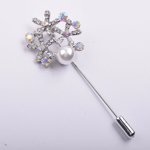 Elegante Spilla Floreale in Lega con Strass e Perla Artificiale Intarsiata Spilla da Bavero Accessorio Gioielli per Sposa Matrimonio