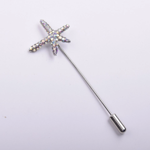 Elegante Spilla da Giacca a Stella Marina in Lega con Strass per Donna Uomo Cappotto Maglione Fibbia Sciarpa Gioielli Regalo