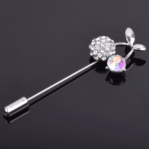 Eleganter Legierung Kirsche Frucht Anstecknadel Brosche Für Damen Hochzeit Party Strass Kristall Eingelegt Hochwertige Reversnadel