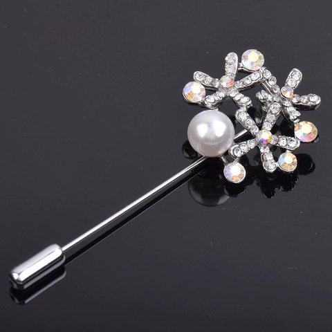 Elegante Spilla Floreale in Lega con Strass e Perla Artificiale Intarsiata Spilla da Bavero Accessorio Gioielli per Sposa Matrimonio