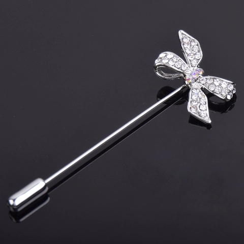 Spilla Trendy a Ago in Lega a Fiocco con Strass Incastonati Fibbia per Sciarpa alla Moda Spilla a Ago Lungo per Donna Gioielli