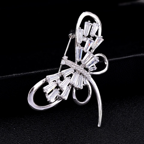 Libelle Zirkonia Mikro Pave Brosche Full Strass High End Schal Clip Für Damen Mode Schmuck Geschenk Silber Farbe