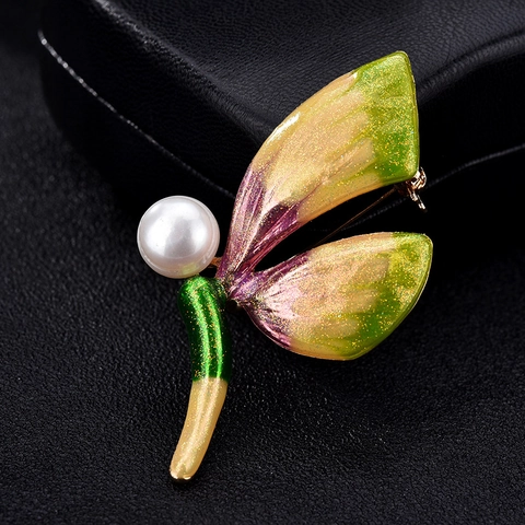 Spilla Libellula in Lega Vintage Con Ali in Smalto Sfumato Eleganti Spilli con Strass e Perla Artificiale per Donna Accessori Moda Gioielli