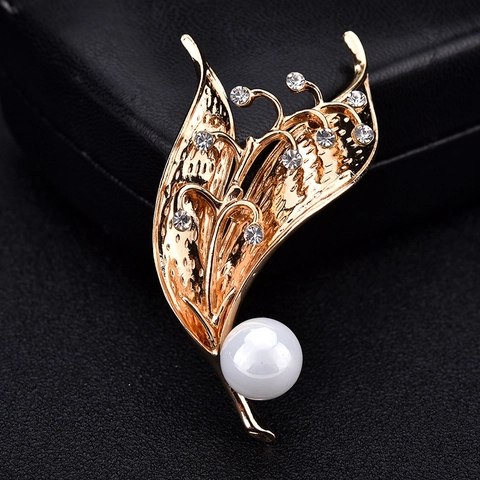 Spilla a Fiore in Lega Vintage con Perla Artificiale Elegante Spilla Botanica con Strass Gioielli per Donna Cappotto Abito Accessori Completo